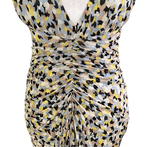 Diane Von Furstenberg Silk Aslin Pastel Ruched Midi Column Dress - 8 - Picture 4 of 13